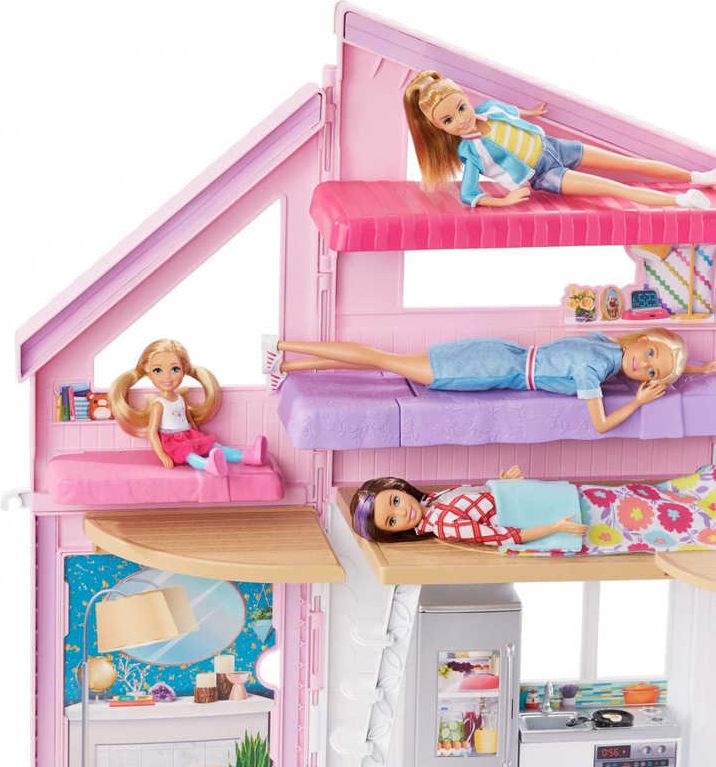 MATTEL BRB Dům v Malibu pro panenku Barbie rozkládací set s nábytkem a doplňky - obrázek 3