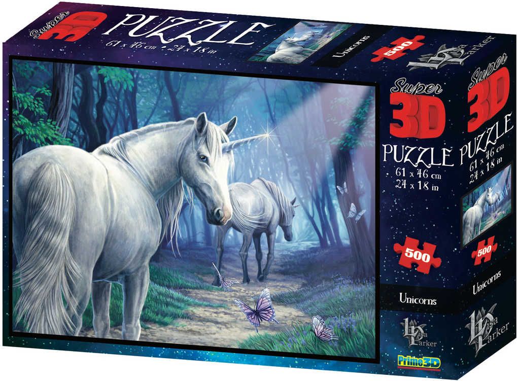PUZZLE 3D Skládačka Jednorožec 61x46cm set 500 dílků - obrázek 1