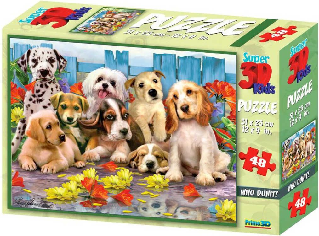 PUZZLE 3D Skládačka Pejsci selfie 31x23cm set 48 dílků - obrázek 1