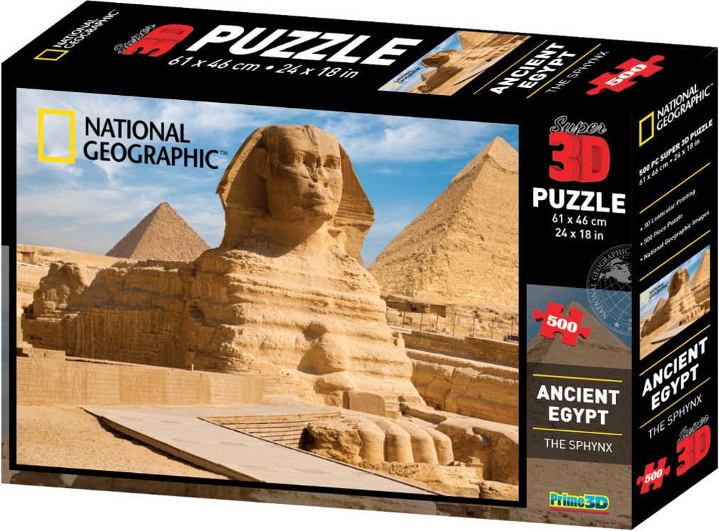PUZZLE 3D Skládačka Egypt Sfinga 61x46cm set 500 dílků National Geographic - obrázek 1