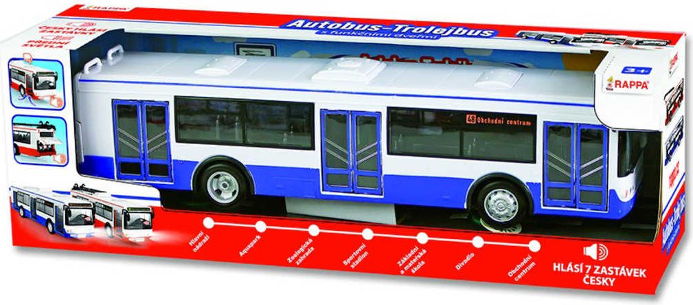 Autobus MHD 28cm česky hlásí zastávky funkční dveře na baterie Světlo Zvuk CZ - obrázek 2