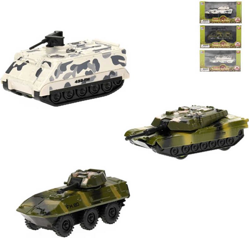 Tank kovový 9-10cm obrněné vozidlo volný chod různé druhy a barvy - obrázek 1