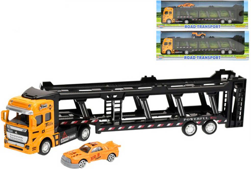 Auto přepravní zpětný chod 32cm set tahač s autíčkem na volný chod kov - obrázek 1