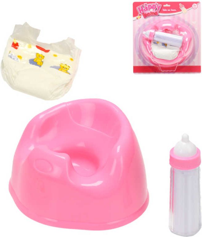 Nočník kojenecký baby set s plenkou a lahvičkou na kartě pro miminko - obrázek 1