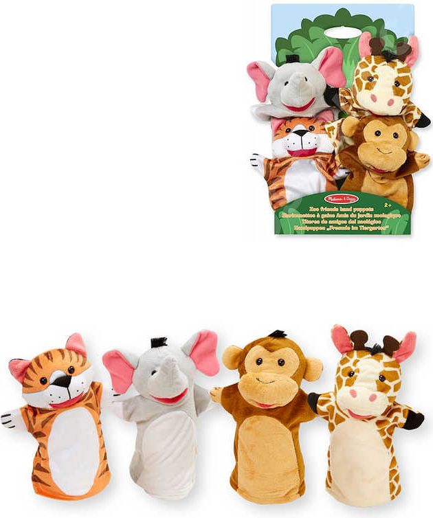 PLYŠ Melissa-Doug maňásci na ruku zvířátka ZOO set 4ks na kartě - obrázek 1