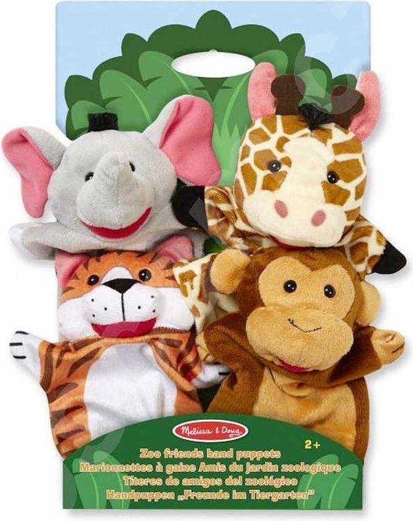 PLYŠ Melissa-Doug maňásci na ruku zvířátka ZOO set 4ks na kartě - obrázek 2