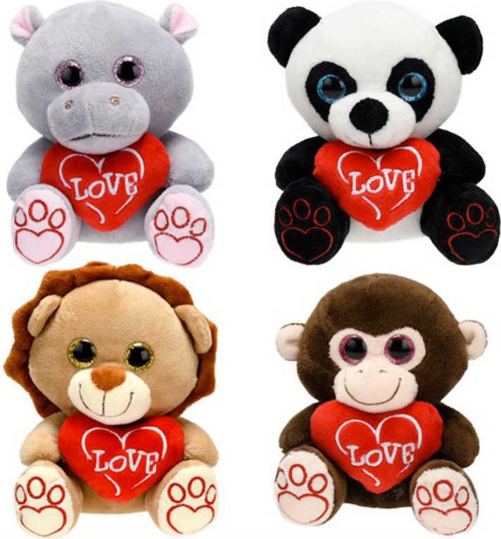 Zvířátko plyšové 14cm sedící se srdíčkem LOVE - obrázek 1