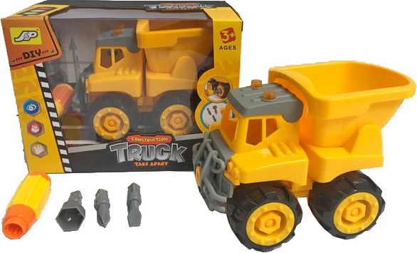 Auto žluté nákladní sklápěčka 16cm šroubovací set s nástrojem a 3 nástavci - obrázek 1