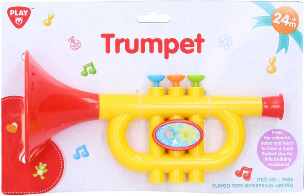 Baby trumpetka žlutočervená plast pro miminko *HUDEBNÍ NÁSTROJE* - obrázek 2