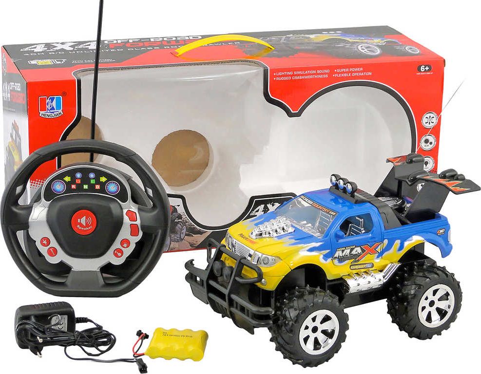RC Auto terénní 28cm na vysílačku ovládání volantem 1:14 na baterie Světlo Zvuk - obrázek 1