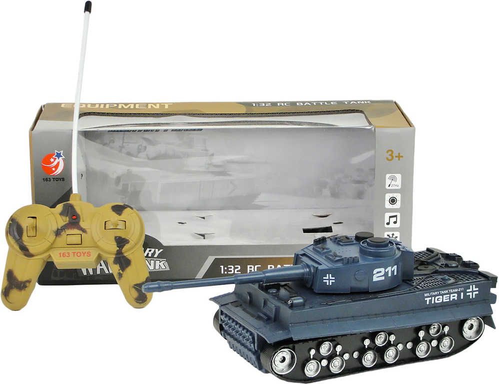 RC Tank 20cm na vysílačku 27MHz na baterie 1:32 plná funkce Světlo Zvuk - obrázek 1