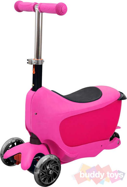BUDDY TOYS Koloběžka TAMAN kloubová / odrážedlo 2v1 růžová LED Světlo - obrázek 1