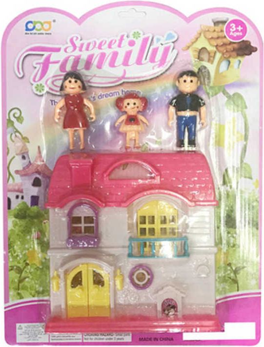 Domek pro panenky herní set se 3 figurkami a příslušenstvím plast - obrázek 1