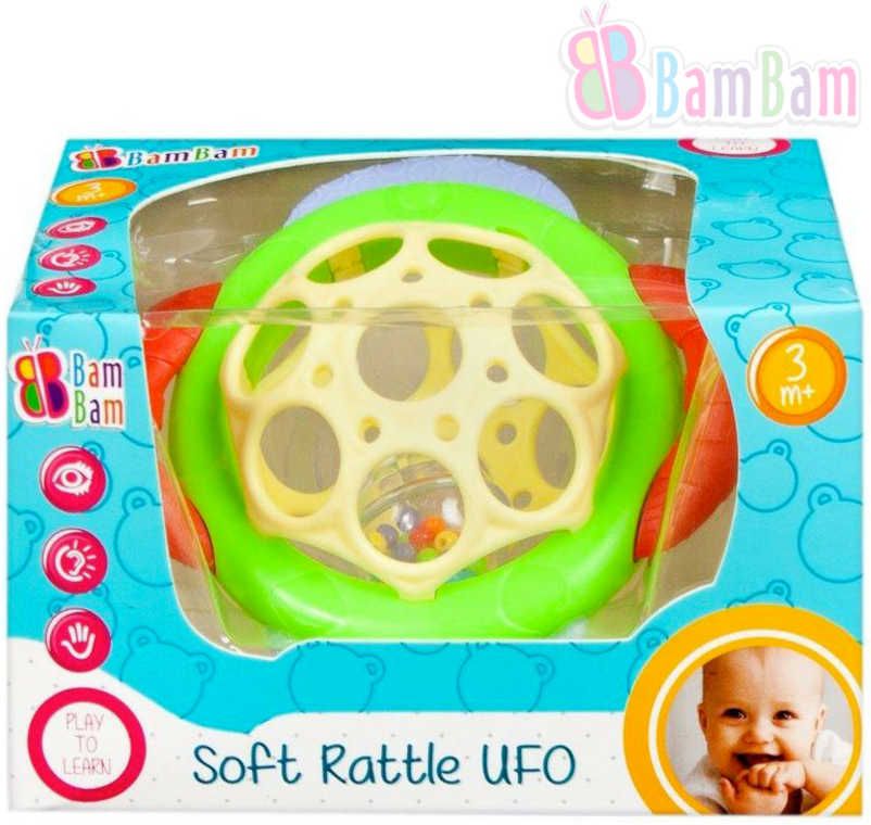 ET BAM BAM Baby chrastítko měkké UFO s kuličkami 2 barvy pro miminko - obrázek 1