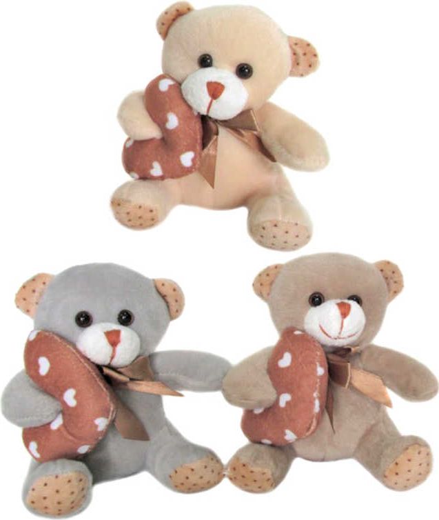PLYŠ Medvídek 14cm se srdcem různé barvy *PLYŠOVÉ HRAČKY* - obrázek 1