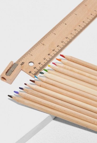 Dudlu Dřevěný box s 12 pastelkami a pravítkem - obrázek 5