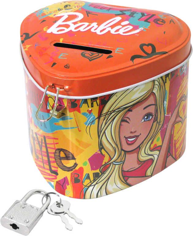 ET Pokladnička kovová Barbie srdce set se zámkem a 2 klíčky - obrázek 1