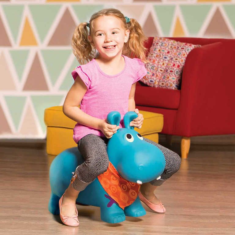 B-TOYS Baby hopsadlo nafukovací hroch Hanky Pants skákadlo set s pumpičkou - obrázek 4