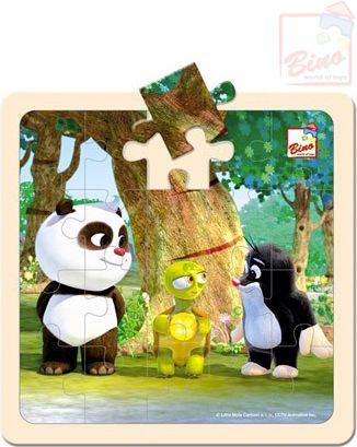 BINO Krtek a Panda s želvou dřevěné puzzle 20 dílků - obrázek 1