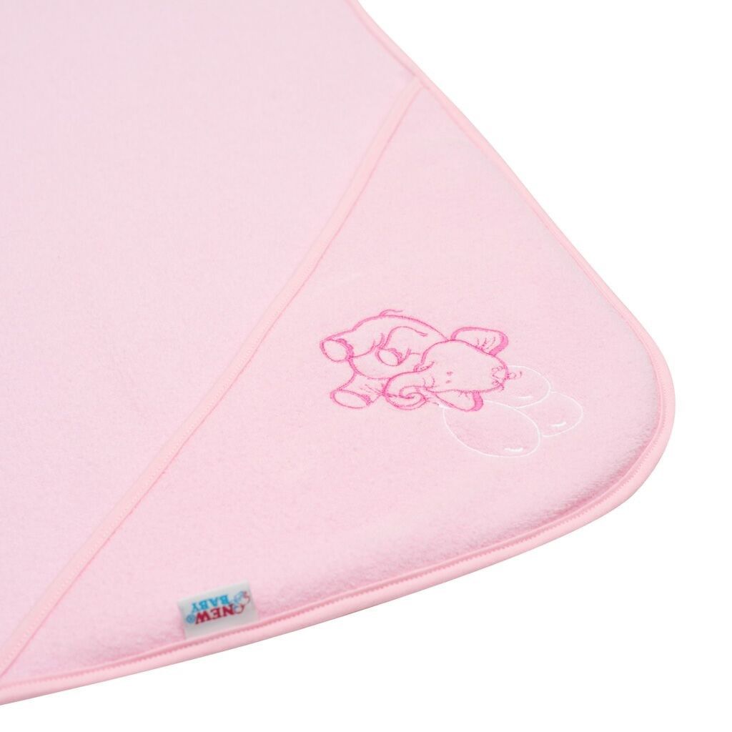 NEW BABY | Nezařazeno | Dětská froté osuška s výšivkou a kapucí New Baby 100x100 růžová sloník | Růžová | - obrázek 2