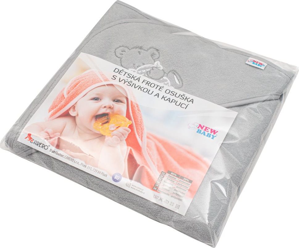 NEW BABY | Nezařazeno | Dětská froté osuška s výšivkou a kapucí New Baby 100x100 růžová sloník | Růžová | - obrázek 16
