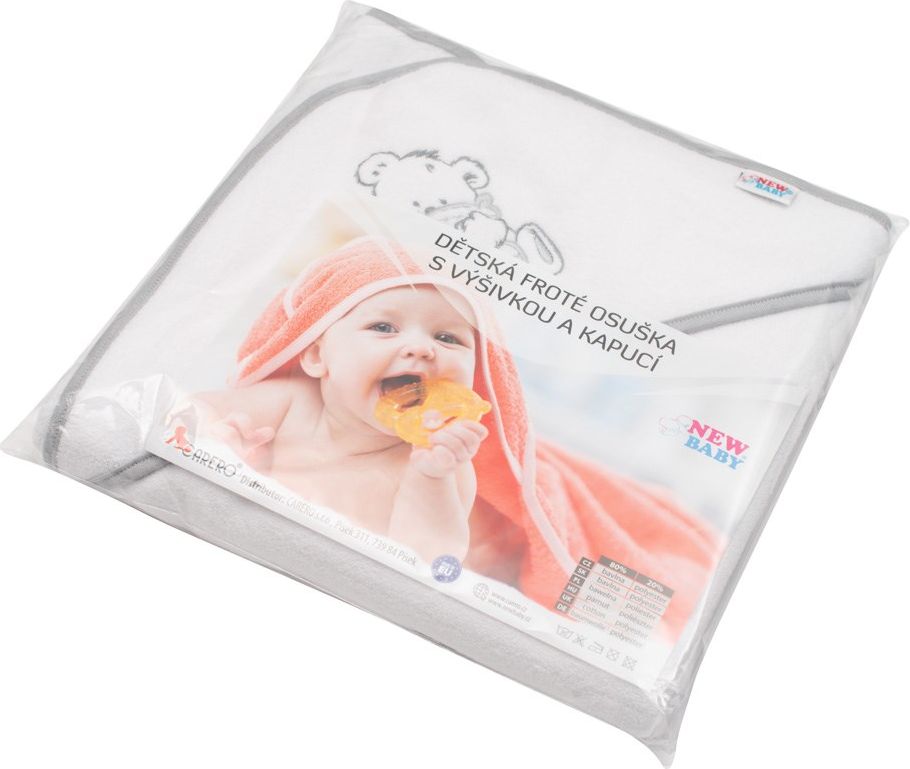 NEW BABY | Nezařazeno | Dětská froté osuška s výšivkou a kapucí New Baby 100x100 bílá medvěd | Bílá | - obrázek 19