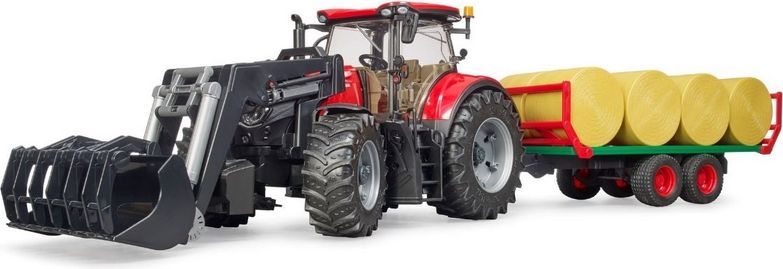 Bruder 3198 Traktor Case IH Optum 300 CVX s čelním nakladačem a přepravníkem na balíky - obrázek 2