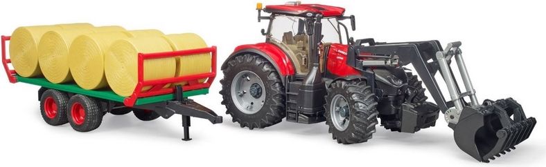 Bruder 3198 Traktor Case IH Optum 300 CVX s čelním nakladačem a přepravníkem na balíky - obrázek 3