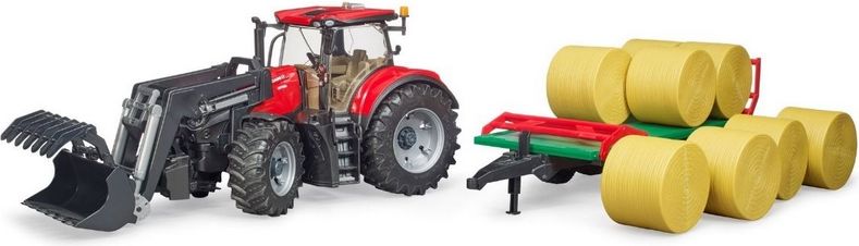 Bruder 3198 Traktor Case IH Optum 300 CVX s čelním nakladačem a přepravníkem na balíky - obrázek 4
