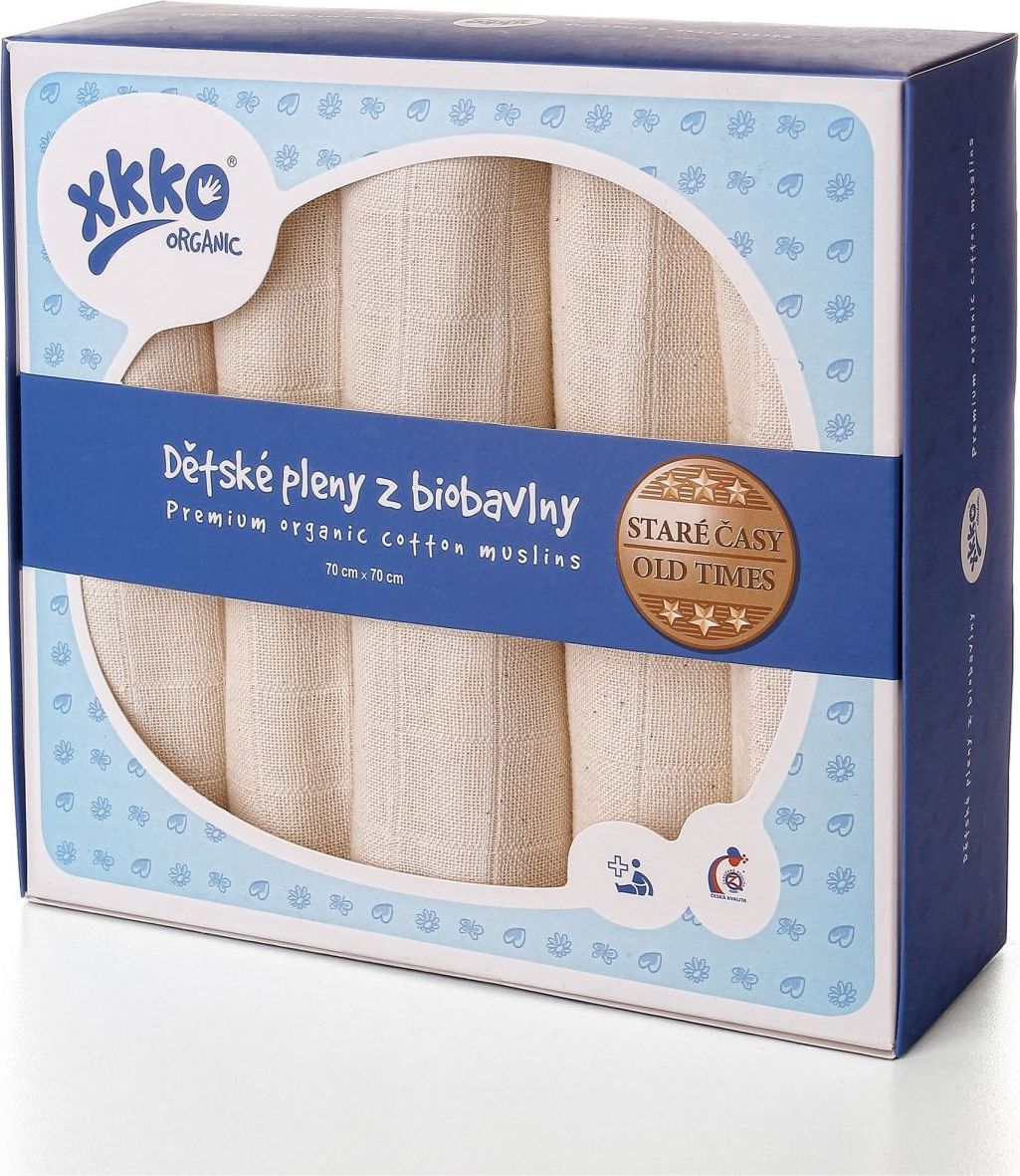 KIKKO Dětské pleny z biobavlny Staré časy 70x70 (5 ks) – natural - obrázek 1