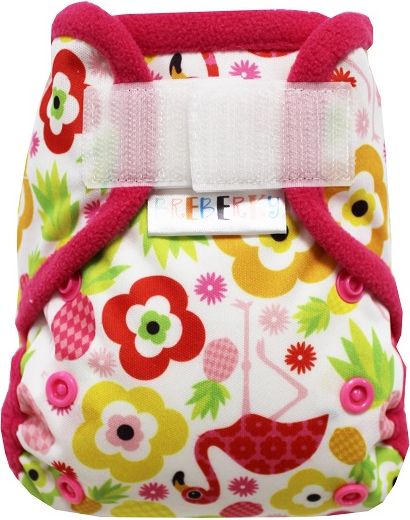 Breberky Svrchní kalhotky MINI - Plameňák na prázdninách SZ, růžové patentky + růžové lemování - obrázek 1