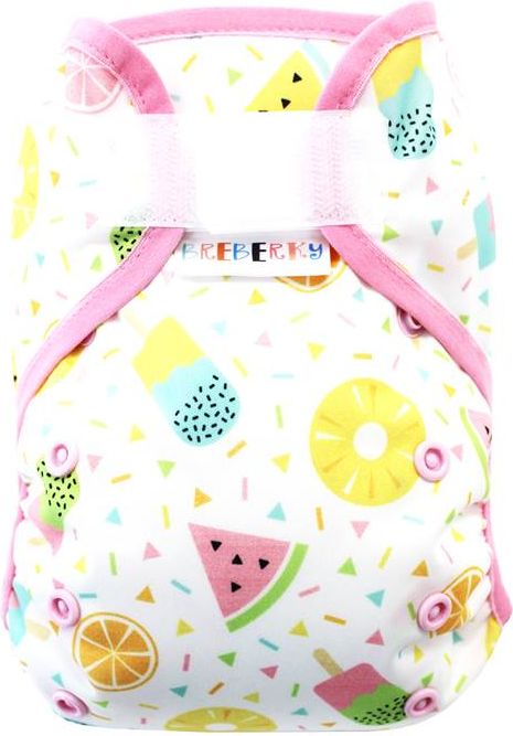 Breberky Svrchní kalhotky MINI XS bez křidélek - Letní osvěžení SZ , sv.růžové patentky + sv.růžová gumička - obrázek 1
