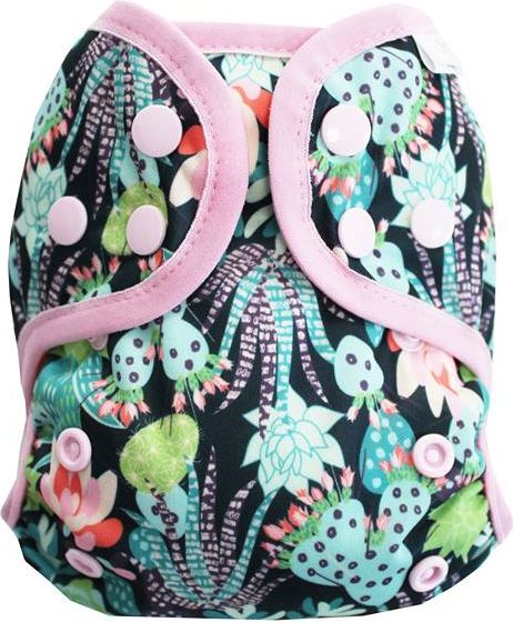 Breberky Svrchní kalhotky MINI XS bez křidélek - Kaktusy a sukulenty PAT , sv. růžové patentky + sv.růžová gumička - obrázek 1