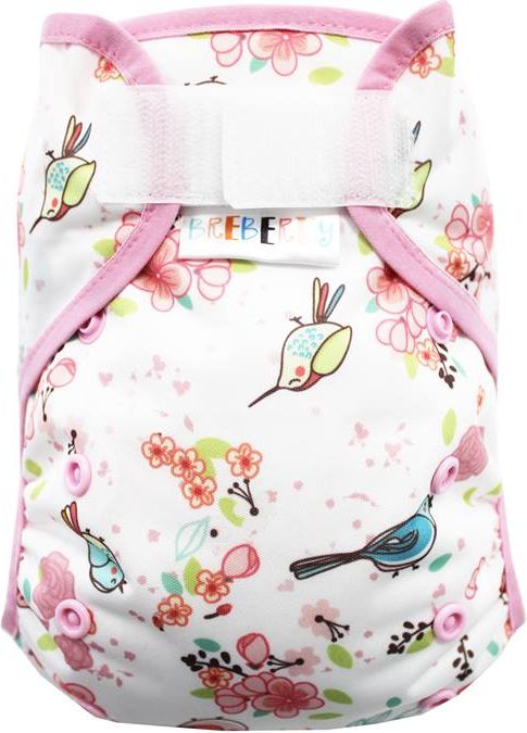 Breberky Svrchní kalhotky MINI XS bez křidélek - Ptačí zahrádka SZ , sv.růžové patentky + sv.růžová gumička - obrázek 1