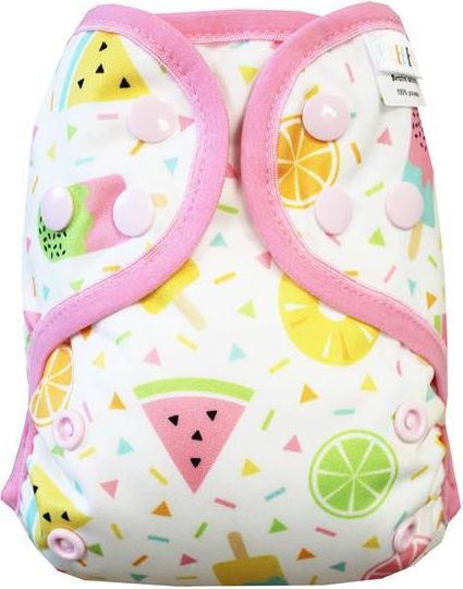 Breberky Svrchní kalhotky MINI XS bez křidélek - Letní osvěžení PAT , sv. růžové patentky + sv.růžová gumička - obrázek 1