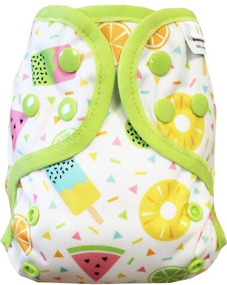 Breberky Svrchní kalhotky MINI XS bez křidélek - Letní osvěžení PAT , limetkové patentky + limetková gumička - obrázek 1