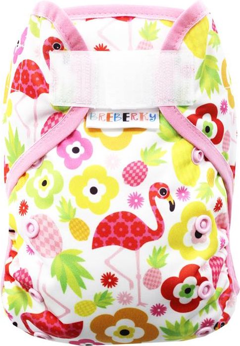 Breberky Svrchní kalhotky MINI XS bez křidélek - Plameňák na prázdninách SZ , sv.růžové patentky + sv.růžová gumička - obrázek 1