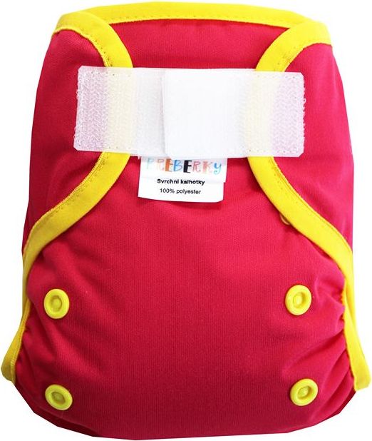 Breberky Svrchní kalhotky MINI XS bez křidélek - Růžové SZ , žluté patentky + žlutá gumička - obrázek 1