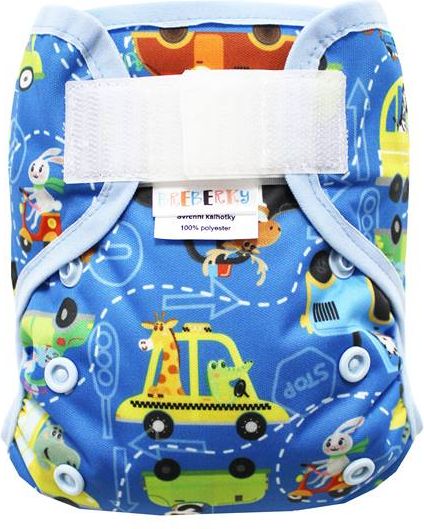 Breberky Svrchní kalhotky MINI XS bez křidélek - Zvířátka v dopravě SZ , sv.modré patentky + sv.modrá gumička - obrázek 1