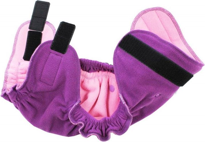 Breberky Fleecové svrchní kalhotky XL -  Fialové SZ (sv.růžový vnitřek), sv.růžové patentky - obrázek 2