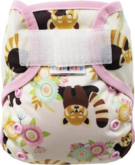 Breberky Svrchní kalhotky MINI XS bez křidélek - Panda červená SZ , sv.růžové patentky + sv.růžová gumička - obrázek 1