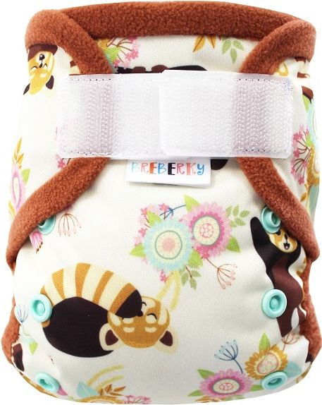 Breberky Svrchní kalhotky MINI bez křidélek - Panda červená SZ, mint patentky + hnědé lemování - obrázek 1
