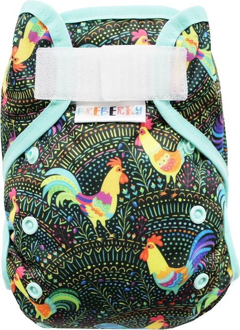 Breberky Svrchní kalhotky bez křidélek - Kohouti SZ, mint patentky + mint gumička - obrázek 1