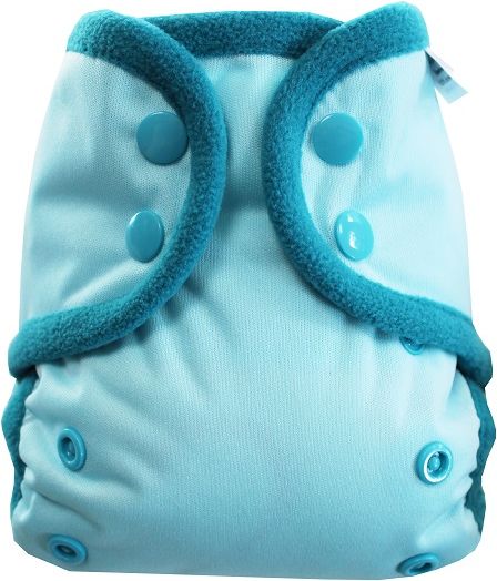 Breberky Svrchní kalhotky MINI XS bez křidélek - Světle modré PAT , tyrkysové patentky + tyrkysové lemování - obrázek 1