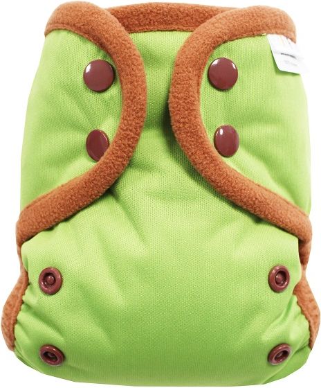 Breberky Svrchní kalhotky MINI XS - Zelené PAT , hnědé patentky + hnědé lemování - obrázek 1
