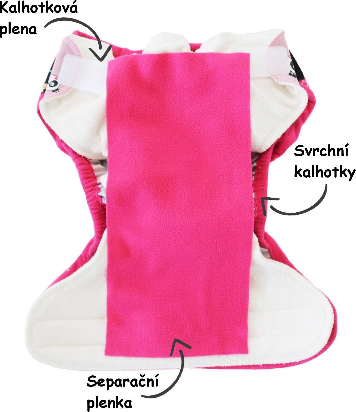 Breberky Svrchní kalhotky bez křidélek - Beruška na louce SZ, fialové patentky + fialová gumička (model 19) - obrázek 2