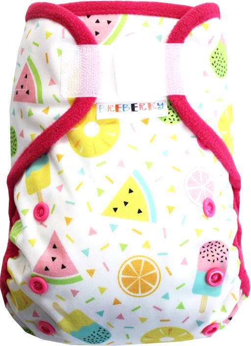 Breberky Svrchní kalhotky MINI XS bez křidélek - Letní osvěžení SZ , růžové patentky + růžové lemování - obrázek 1