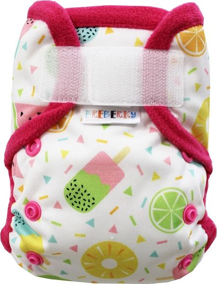 Breberky Svrchní kalhotky MINI bez křidélek - Letní osvěžení SZ, růžové patentky + růžové lemování - obrázek 1