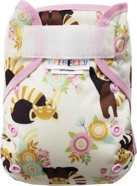 Breberky Svrchní kalhotky bez křidélek - Panda červená SZ, sv.růžové patentky + sv.růžová gumička (model 19) - obrázek 1