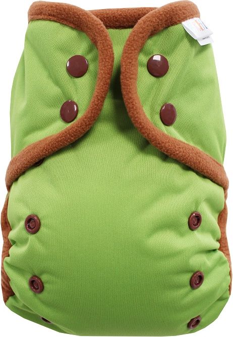 Breberky Svrchní kalhotky bez křidélek - Zelené PAT (model 19), hnědé patentky + hnědé lemování - obrázek 1